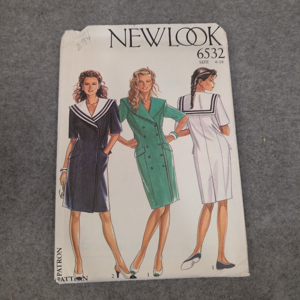 New Look 6532 Sewing Pattern Misses Double Breasted Sailor Dress Size 6-18 VG - Picture 1 of 2